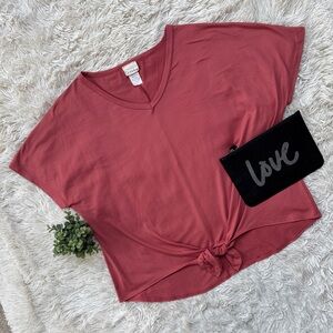 P & Rose Short Sleeve Tie Waist Top 💗 Dusty Rose